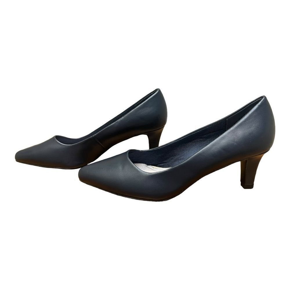 New Easy Street Pointe Navy Pointed Toe Pumps Size 11W Comfort Heels